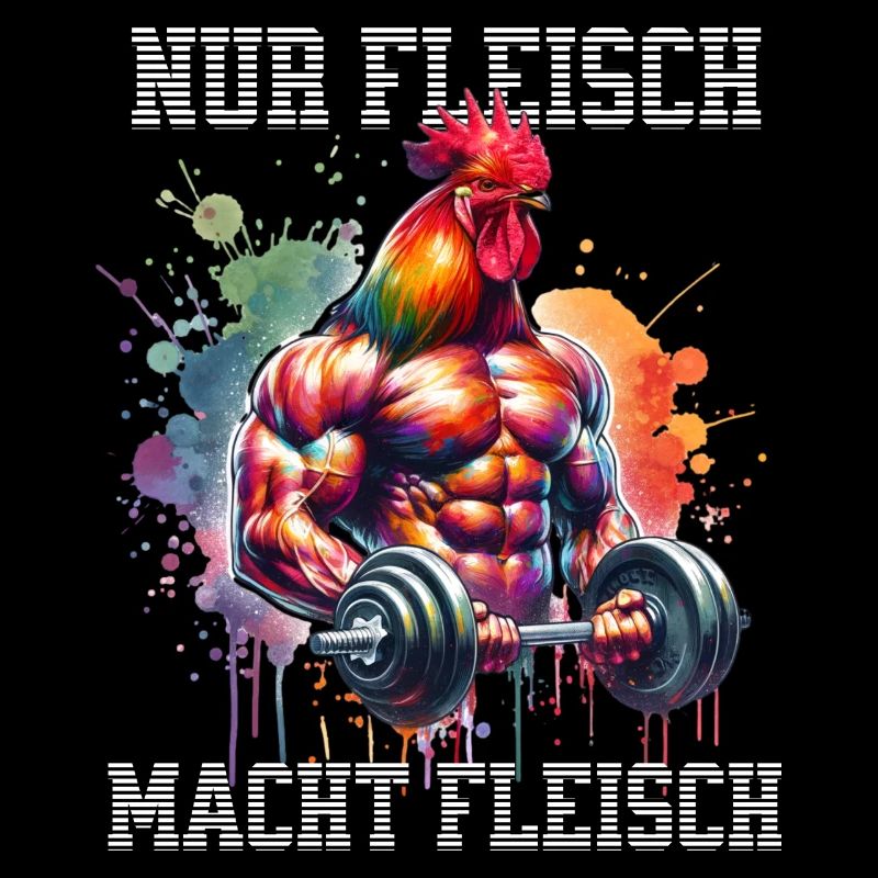 Nur Fleisch macht Fleisch Hahn Gym Spruch