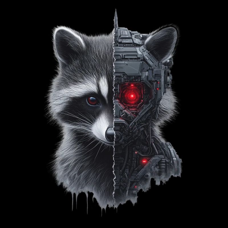 Lustige Roboter Tech Waschbär Cyborg Tier Raccoon