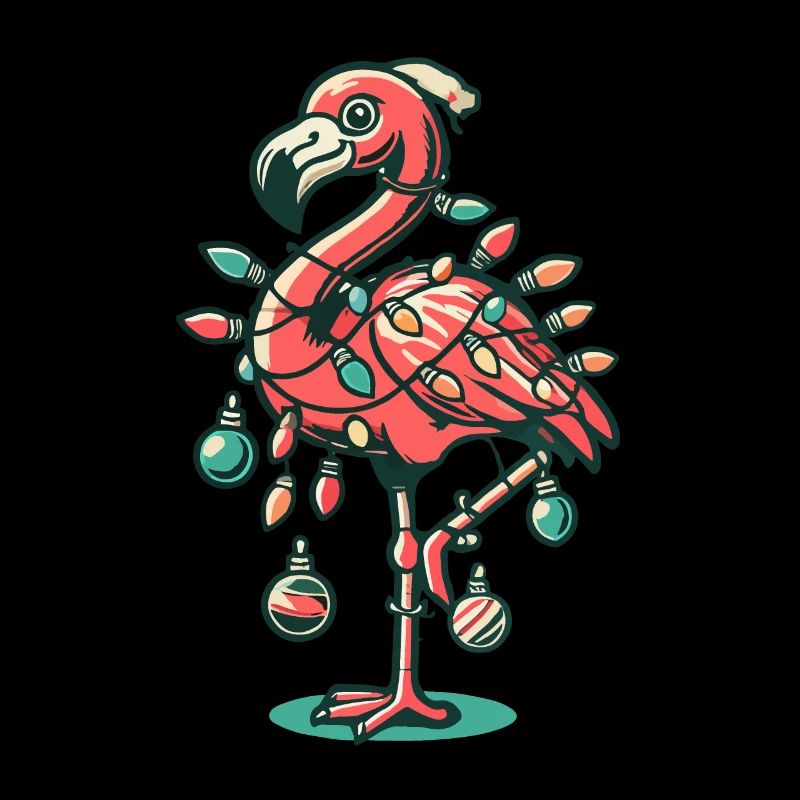 Fröhlicher Weihnachtsflamingo Mit Festlicher