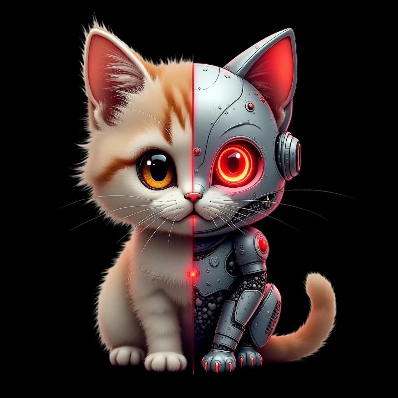 Drôle Robot Chat Tech Chats Cyborg Animal Chat