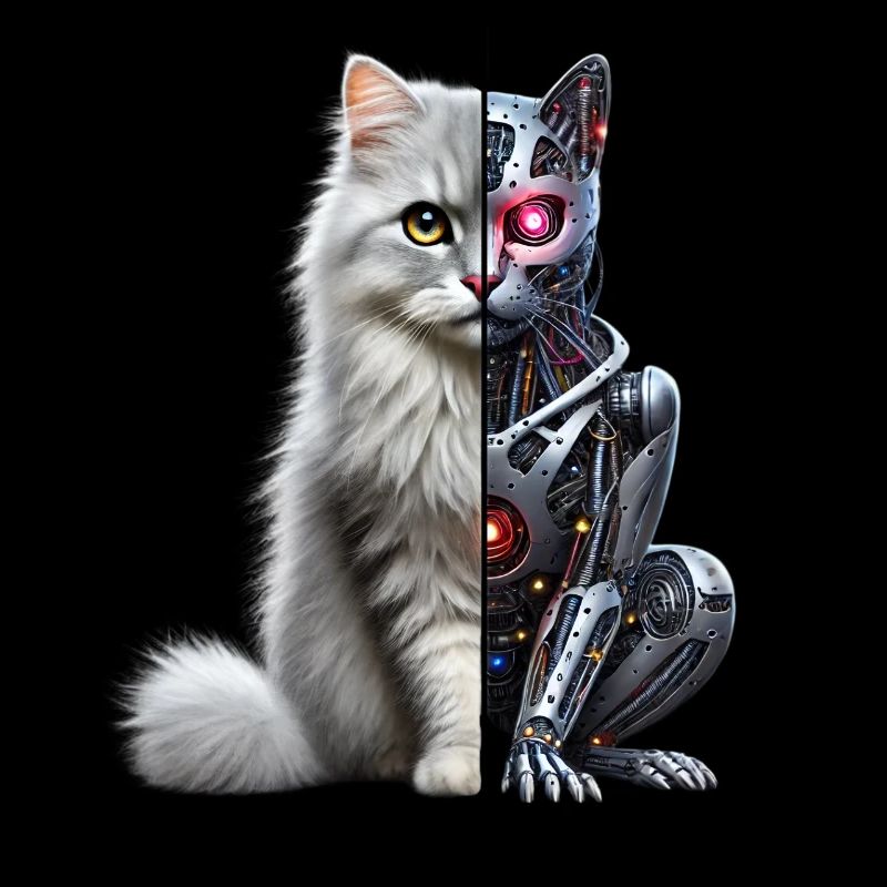 Drôle Robot Chat Tech Chats Cyborg Animal Chat