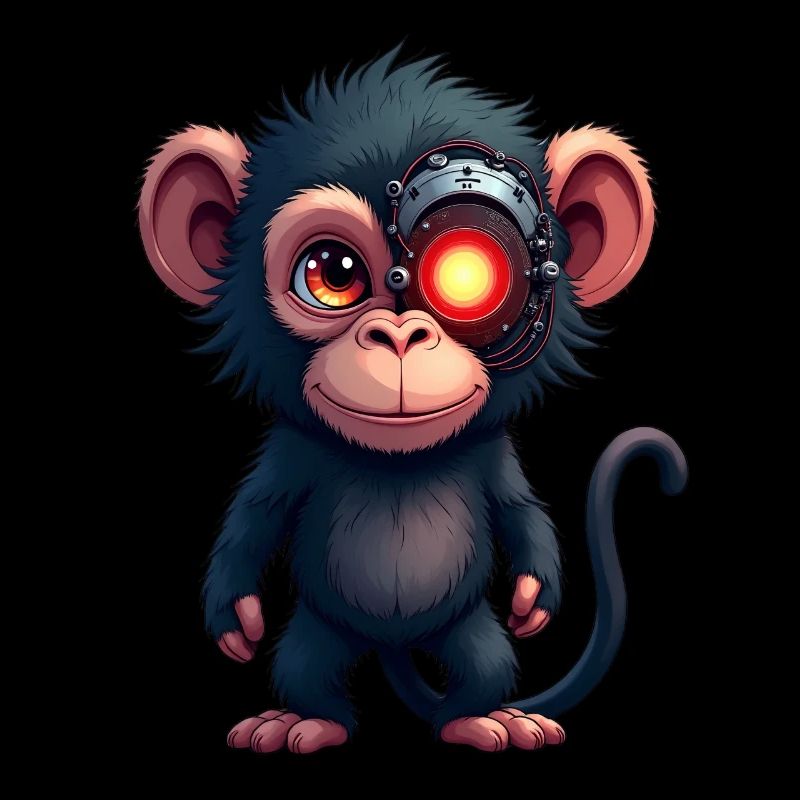 Lustiger Roboter Kunst Affe Cyborg Tier AI Monkey