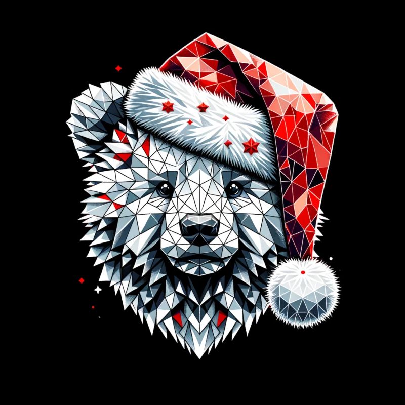 Polygon Kunst Eisbär Weihnachtsmütze Original