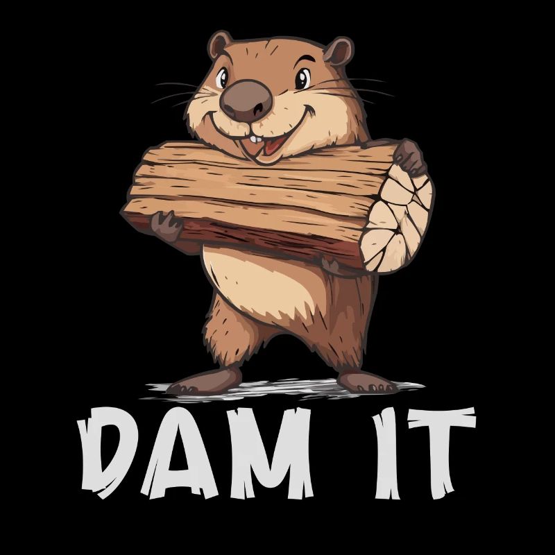 Barrage il castor dessin animé avec barrage et eau