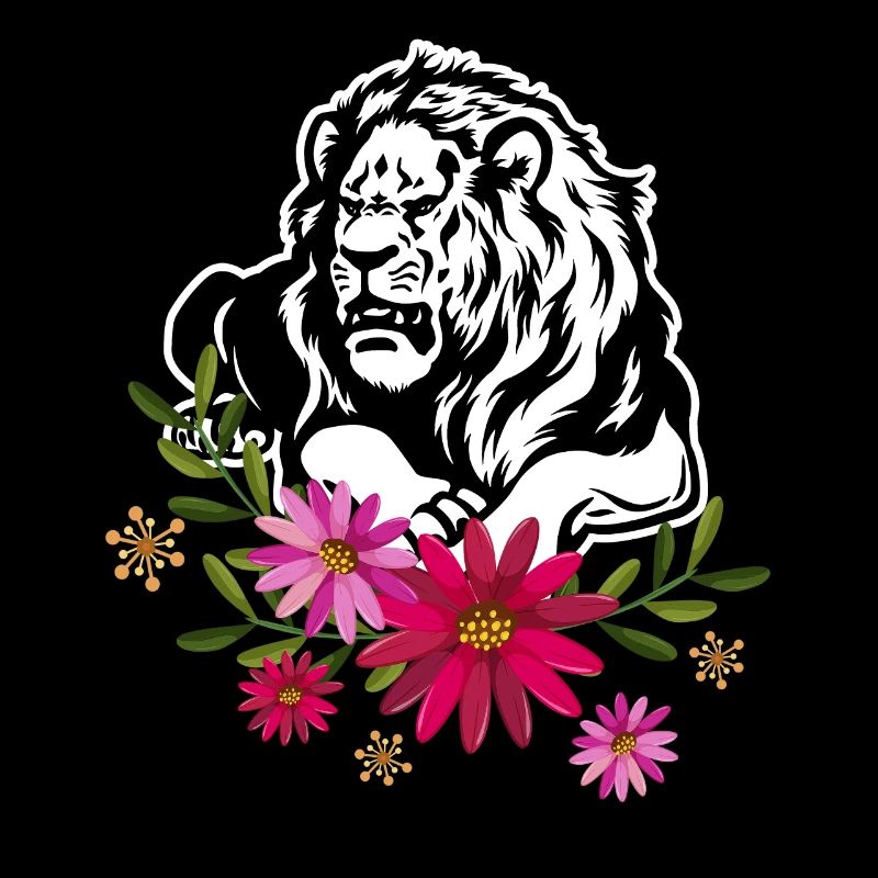 Lion With Flowers