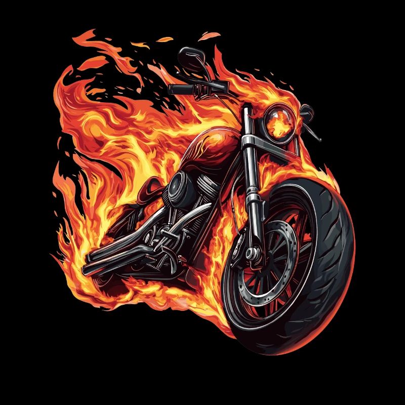 Motorcycle with flames