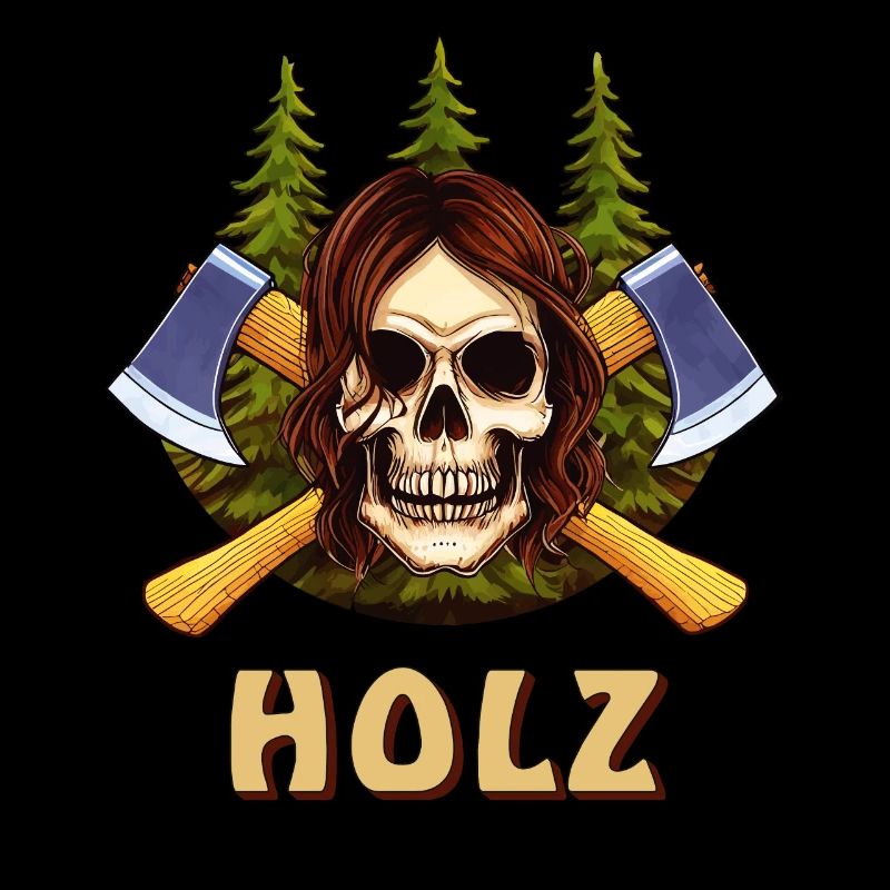 SCHÄDEL AXT HOLZ