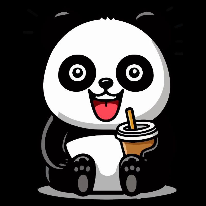 Panda mignon avec boisson