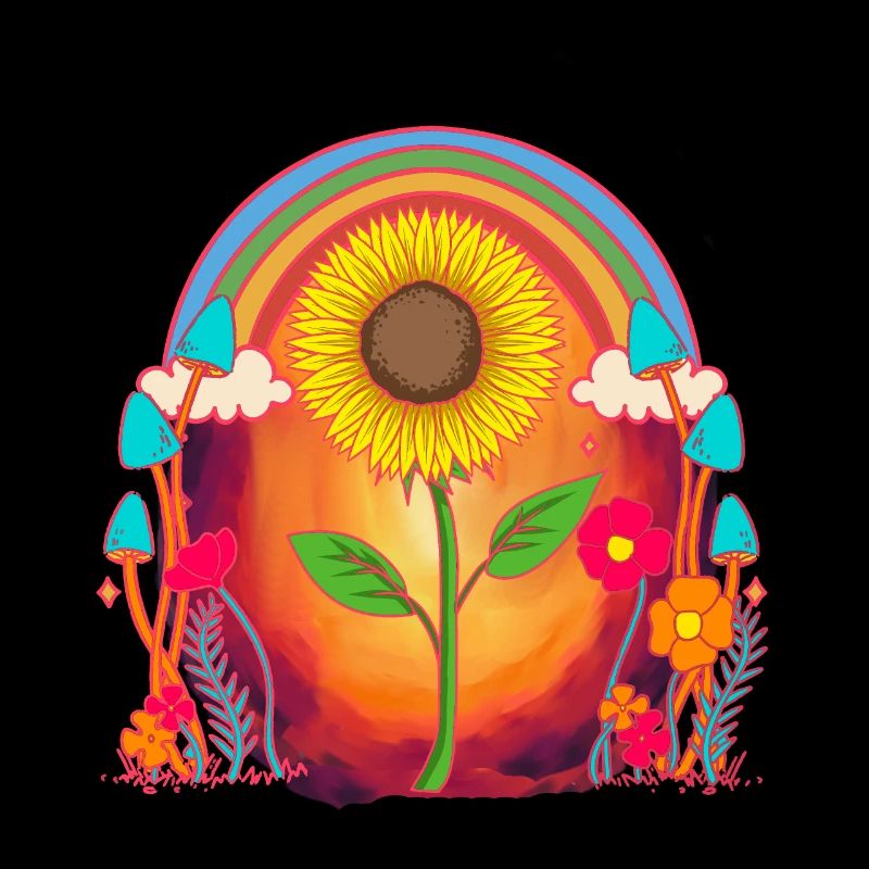 Rainbow Sun Sunflower Garden Summer Nature