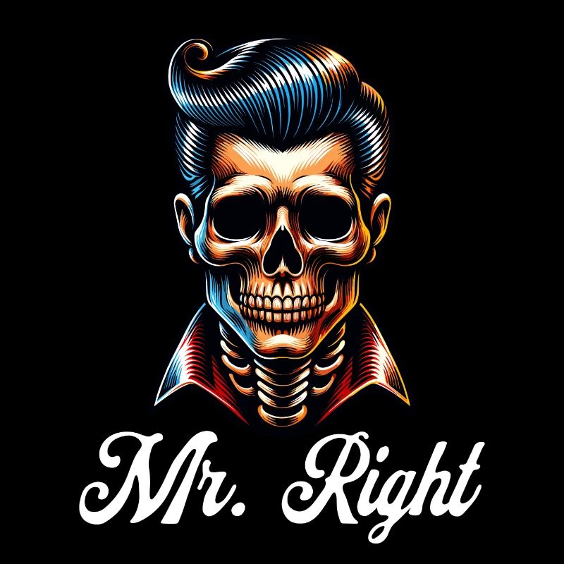 Mr. Right Partner Skull Retro