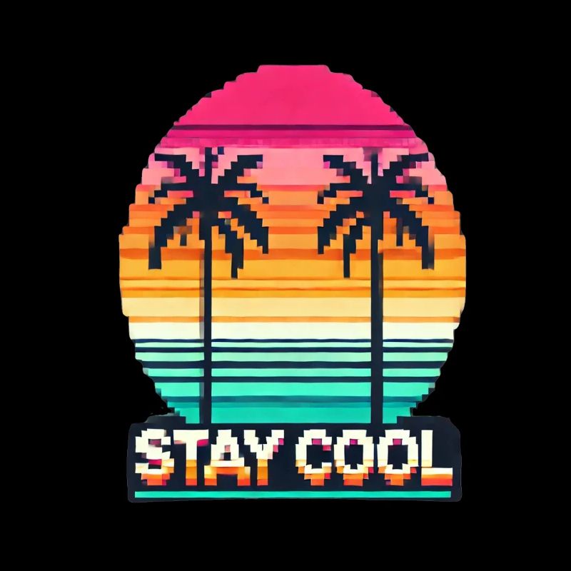 Stay Cool - Design de coucher de soleil rétro pixel-art