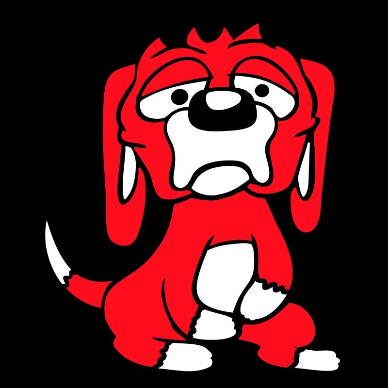 Le chien a l’air malheureux, triste, timide, peur
