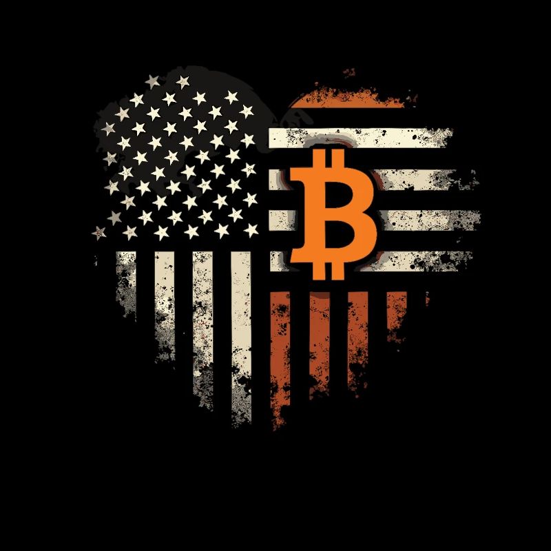Motif Bitcoin - Design rustique avec drapeau américain