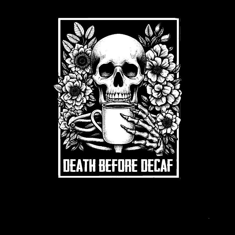 Death Before Decaf Coffee Lover Meme Skeleton Sarc