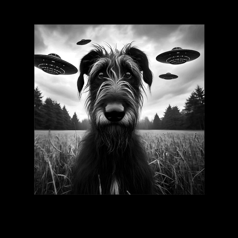 Irish Wolfhound Funny Graphic Selfie with UFOs Wei