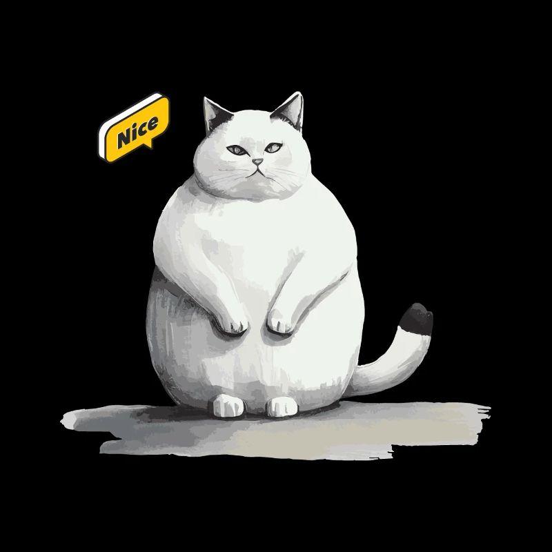 mignon chat blanc gras avec bulle de dialogue