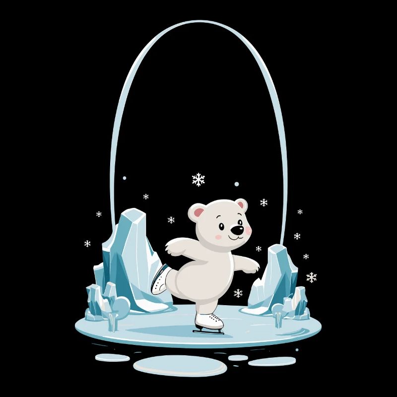 Cute polar bear skating in the