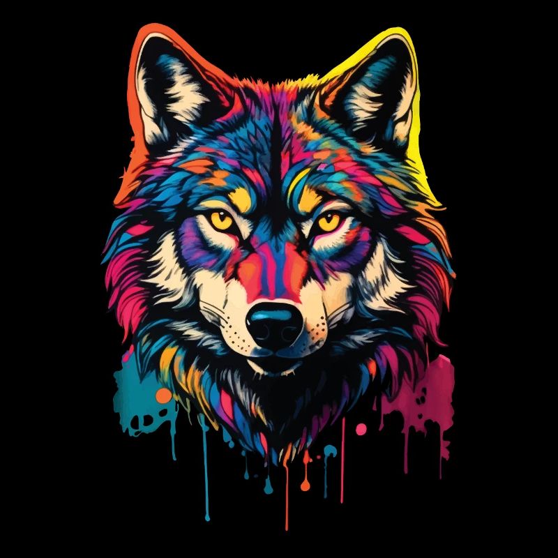 Wolf Liebhaber Wildtier Kunst Wolf Bunt Tier
