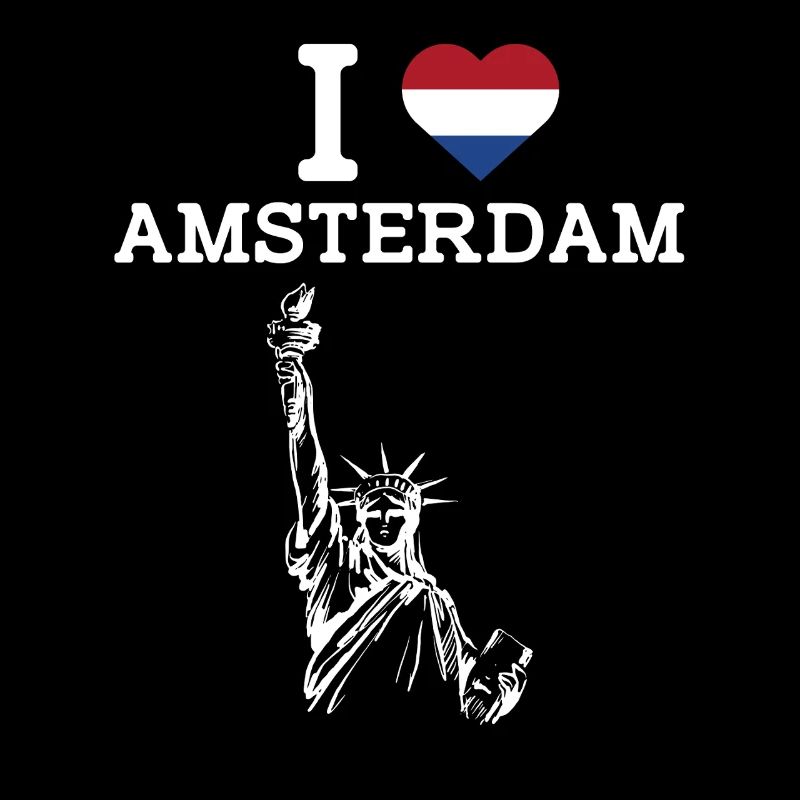 J’aime Amsterdam Cool Flag Statue De La Liberté Jeu De Mots