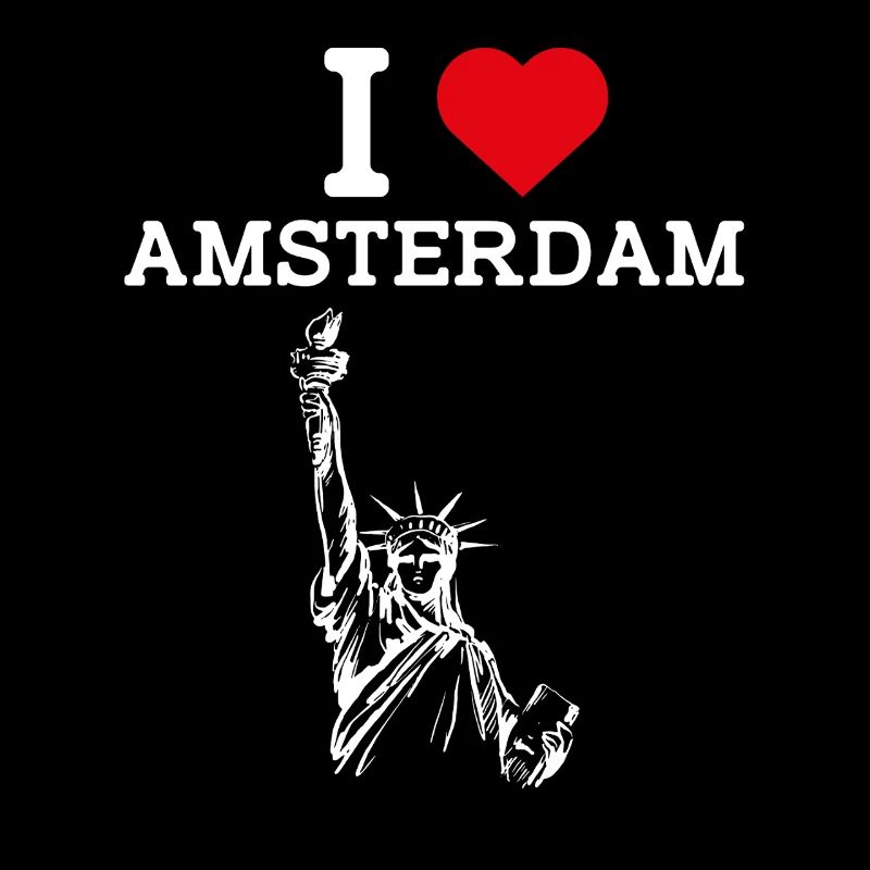 J’aime Amsterdam Cool Statue De La Liberté Coeur Drapeau