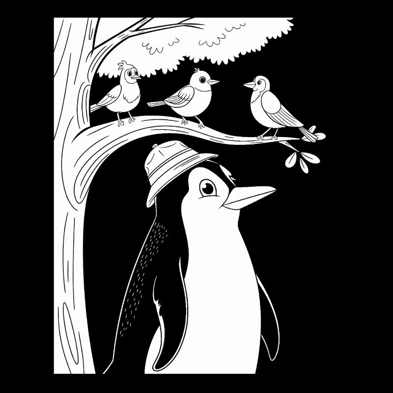 Observation des oiseaux avec des pingouins et des oiseaux dans l’arbre
