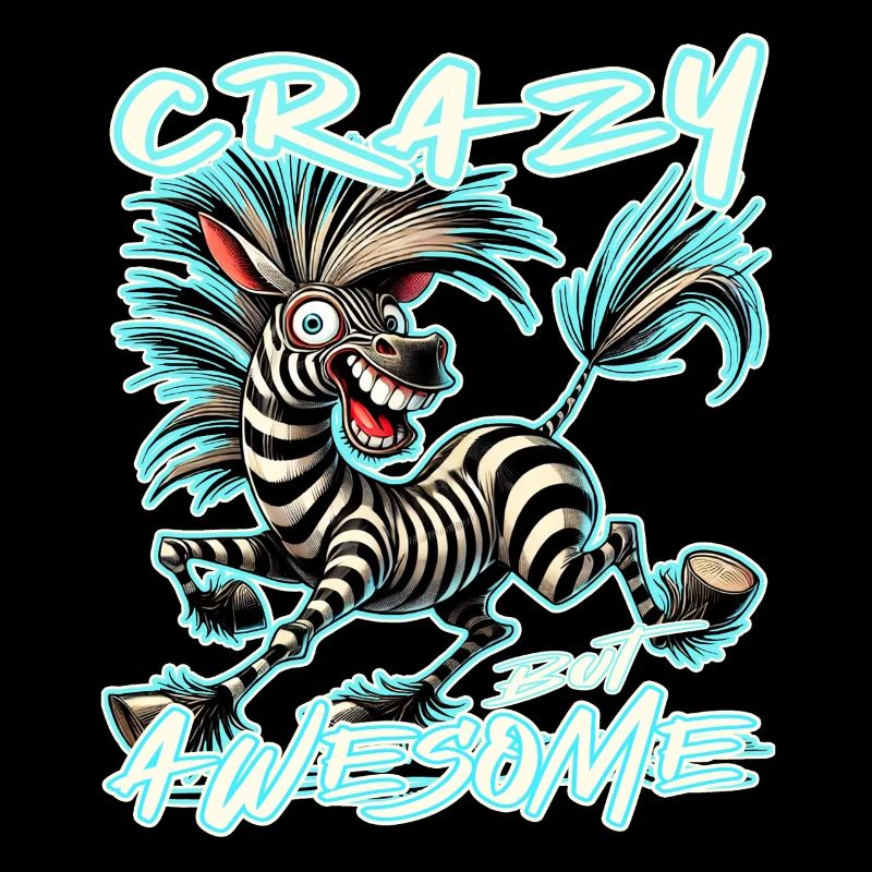 Crazy but Awesome Zebra Comic Style