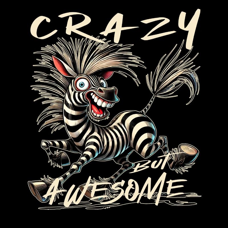 Crazy but Awesome Zebra Comic Style