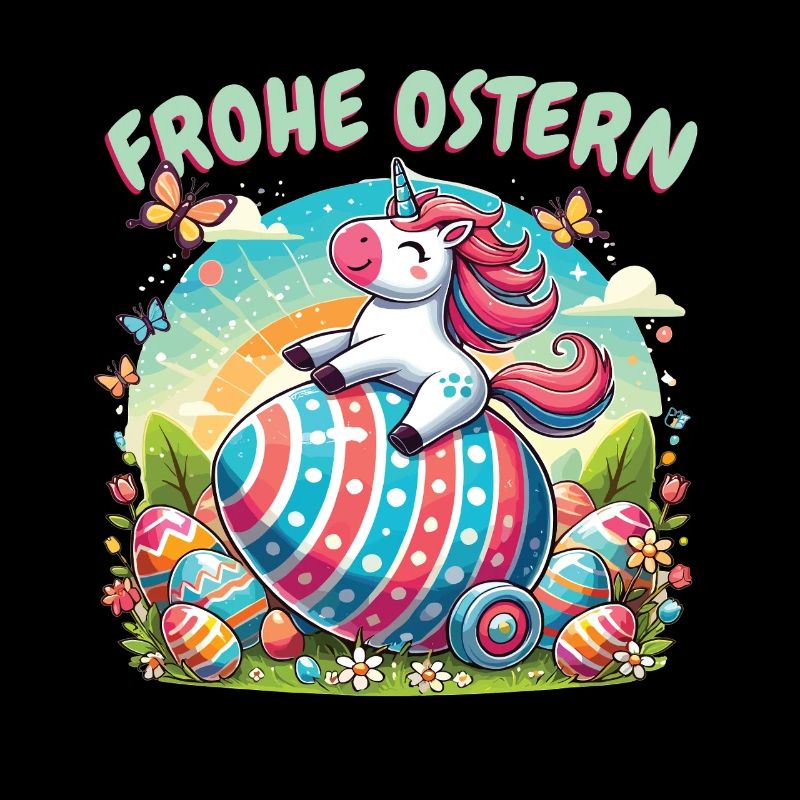 Licorne de Joyeuses Pâques - Conception amusante d’œuf de Pâques
