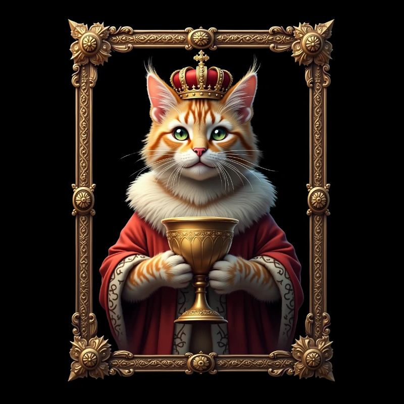 Mittelalter Katze im Bilderrahmen Kunst Krone