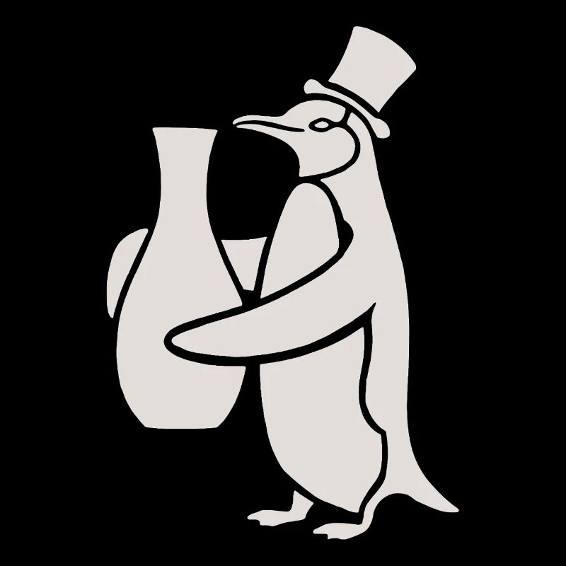 Penguin with Hat and Ceramic Vase Masterpiece