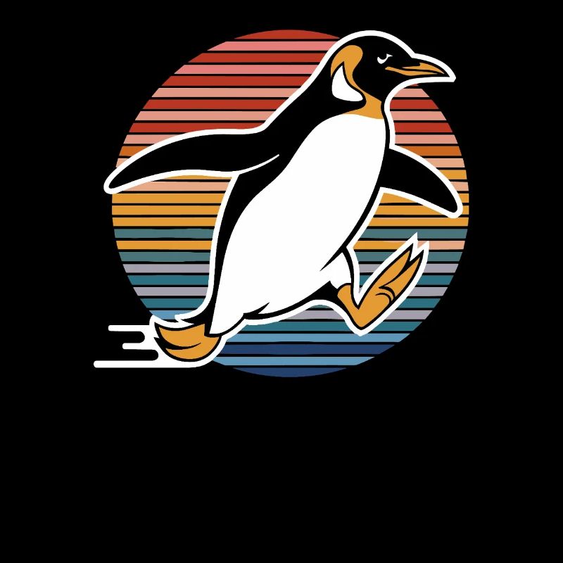 Pingouin rapide dans un style rétro