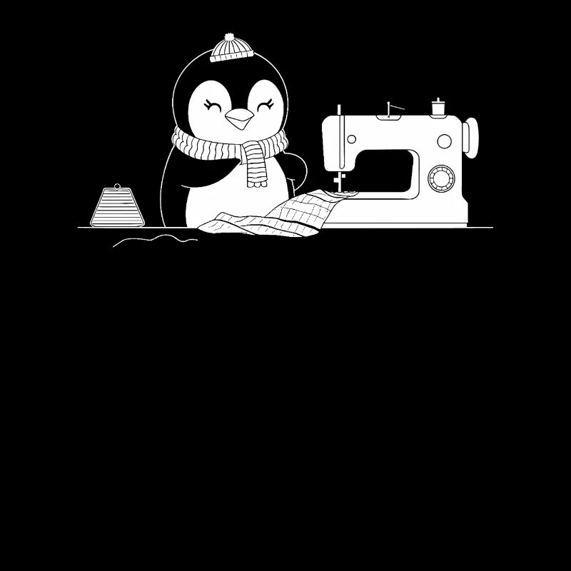 Pingouin mignon cousant avec amour