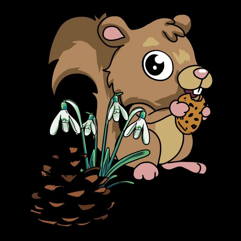 Waldtiere Frühling Eichhörnchen Schneeglöckchen