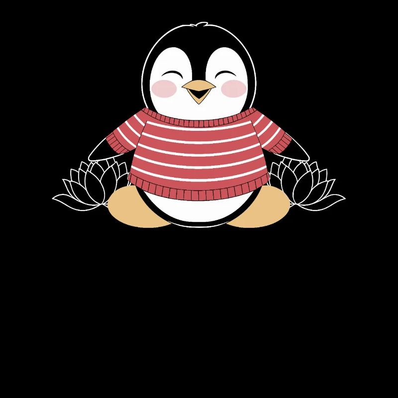 Meditierender Pinguin im Streifenpullover