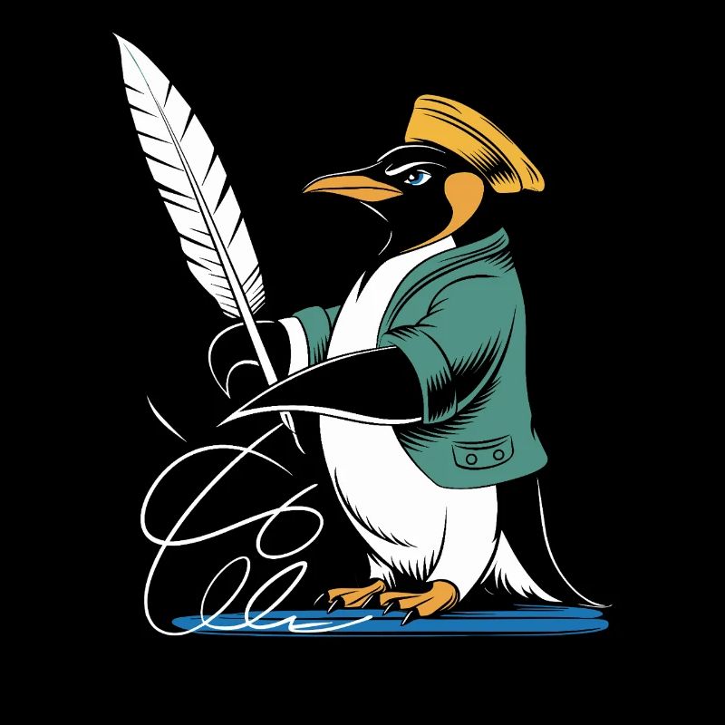 Calligraphy Penguin Creativity with Feather