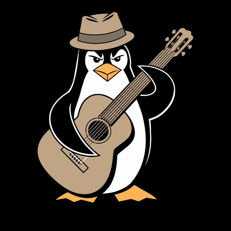 Cool penguin with guitar and hat
