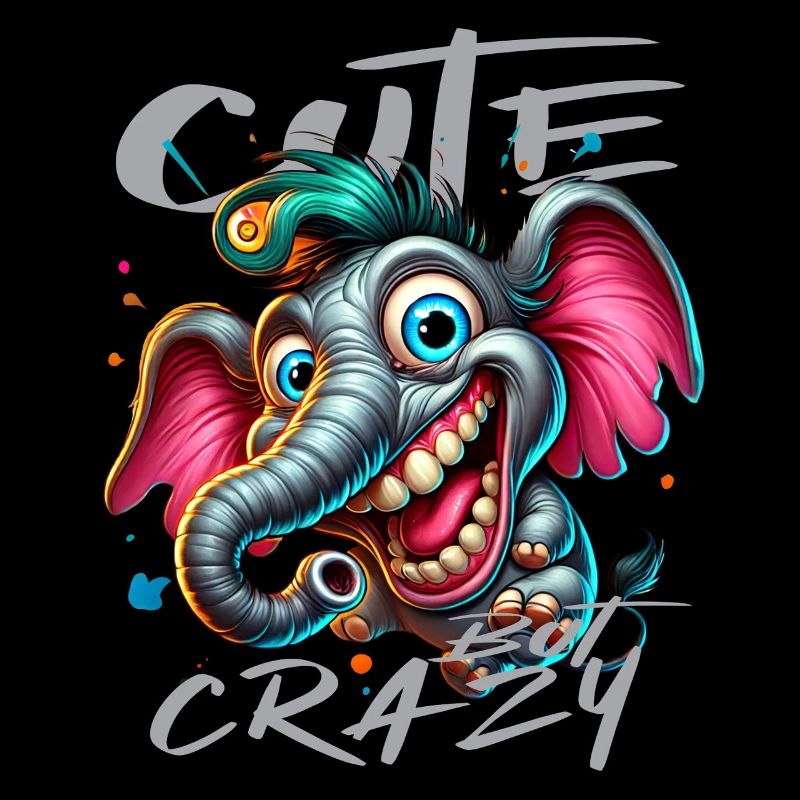 Cute but Crazy Elefant Comic Stil