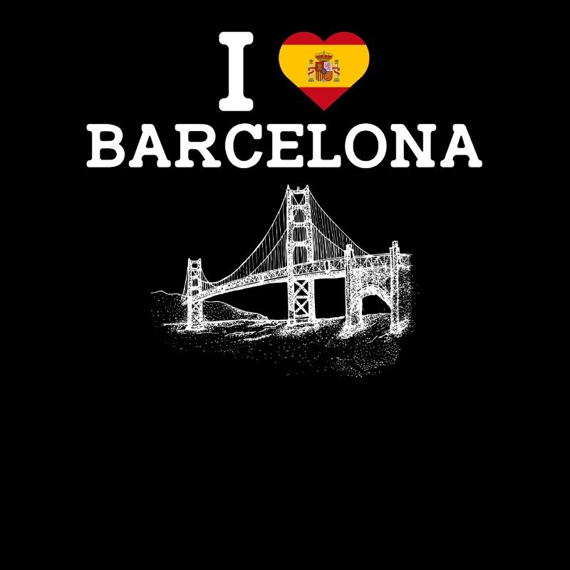 J’aime Barcelone Jeu de mots Golden Gate Bridge Espagne Drapeau