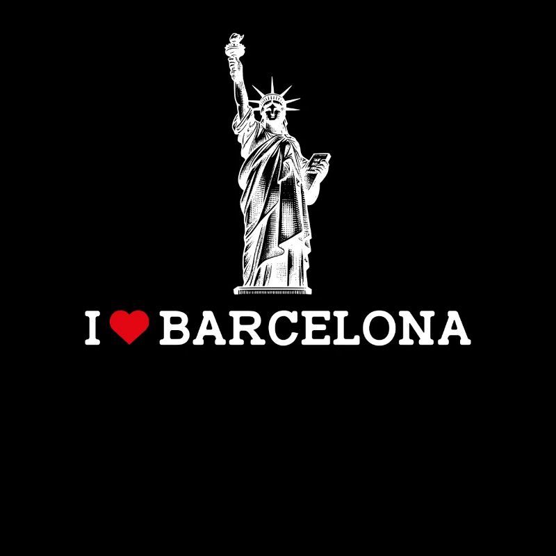 J’aime Barcelone Espagne drapeau statue de la liberté jeu de mots