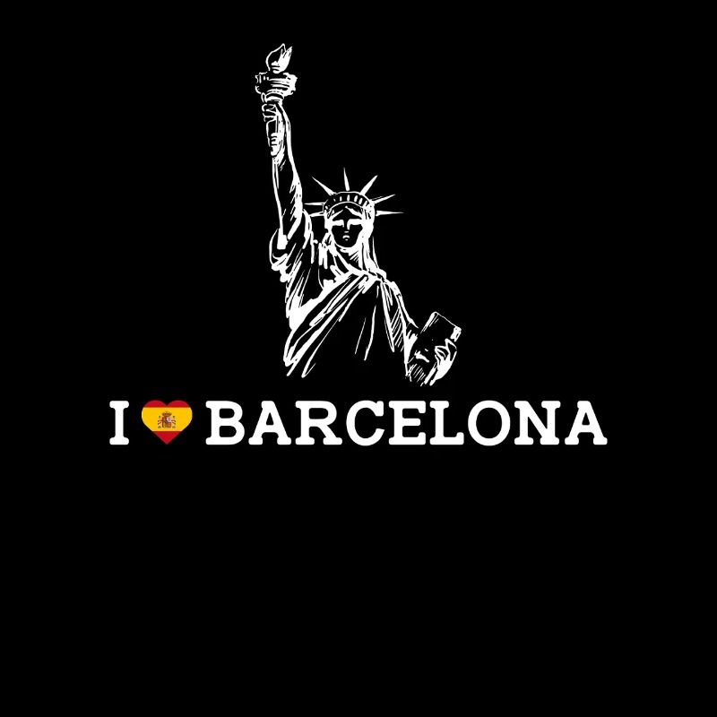 J’aime Barcelone Cool Statue De La Liberté Coeur Drapeau