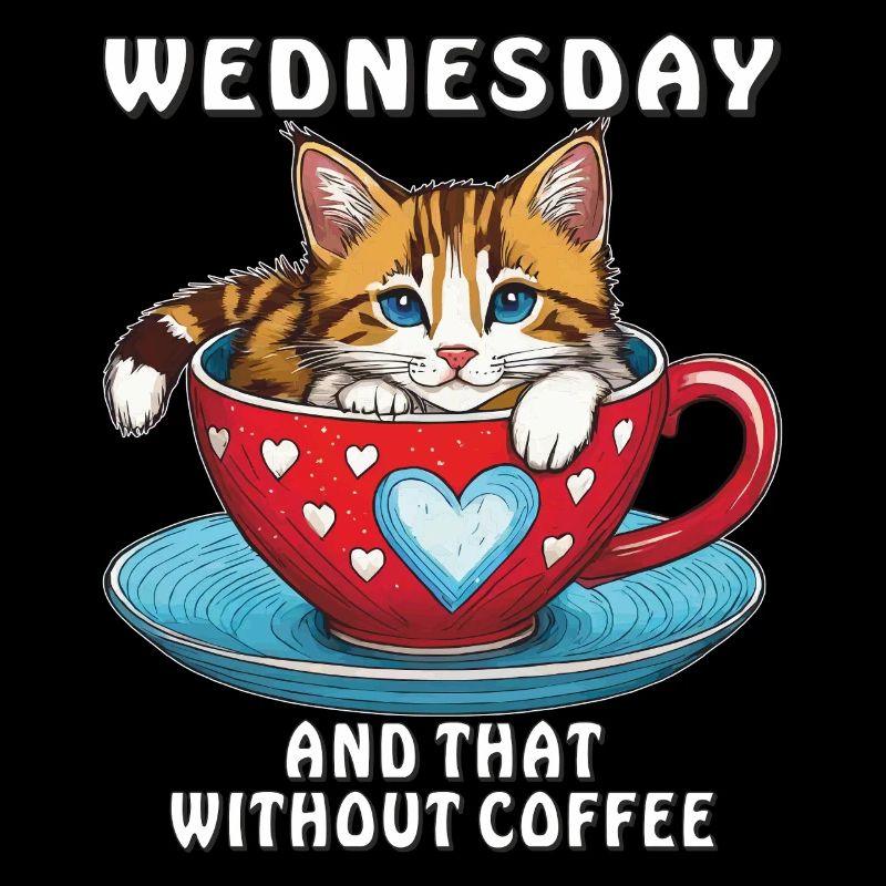 CAT COFFEE MUG WEDNESDAY AND THAT WITHOUT