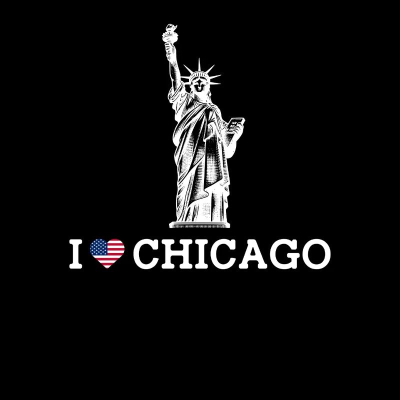Ich liebe Chicago Coole Freiheitsstatue Herz Flagge