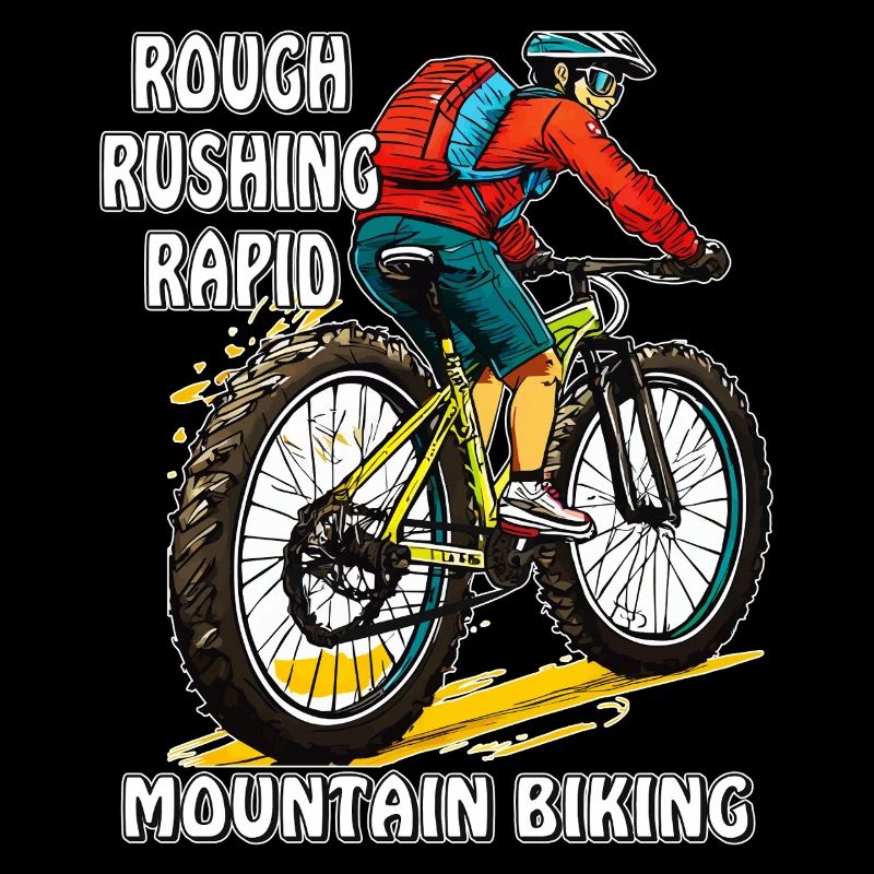 MOUNTAIN BIKER ROUGH RUSHING RAPID