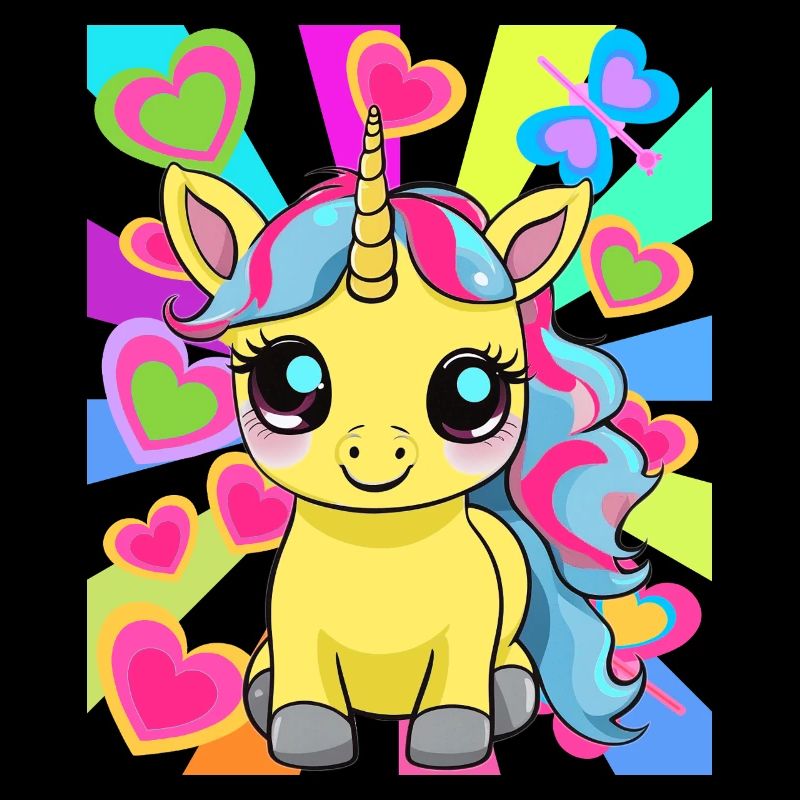 Retro Einhorn Einhörner Kinder Kind Pferd