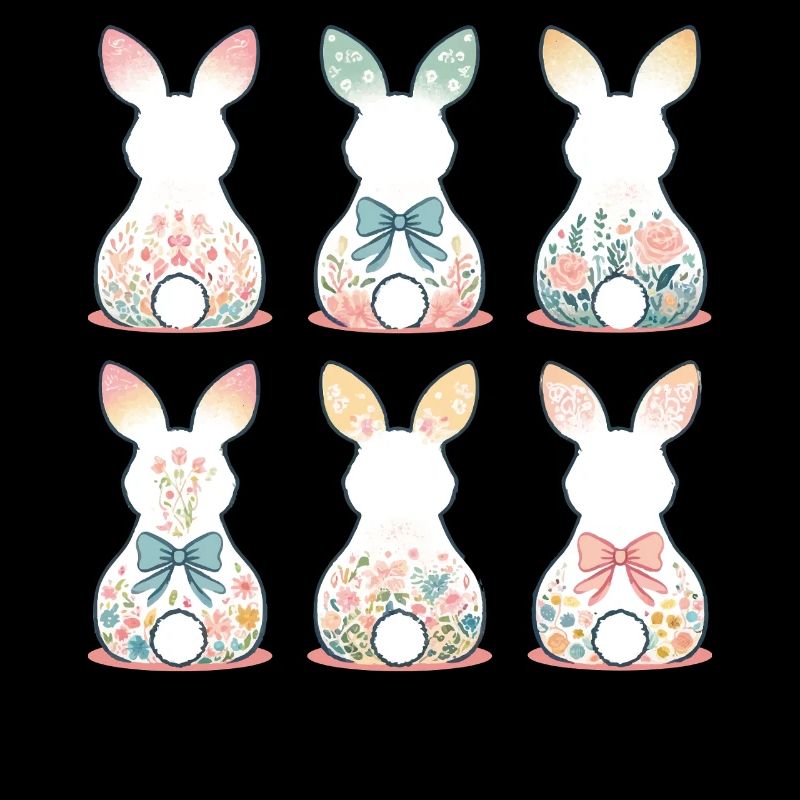 Lapins de fleurs de Pâques Vintage Style Cottagecore