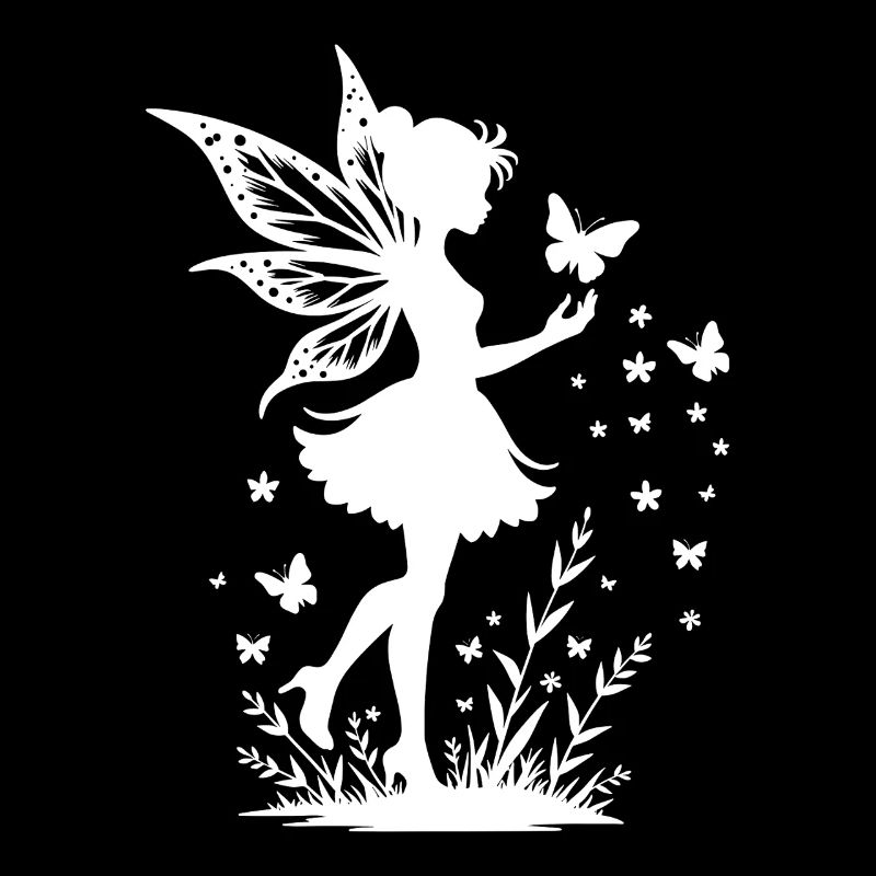 Fée magique avec des fleurs et des papillons