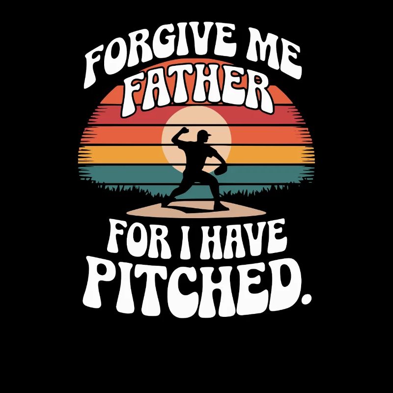 Pardonne-moi Père Baseball Pitcher Flame Design