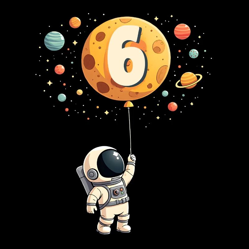 Cute Astronaut 6th Birthday Boy Outer Space