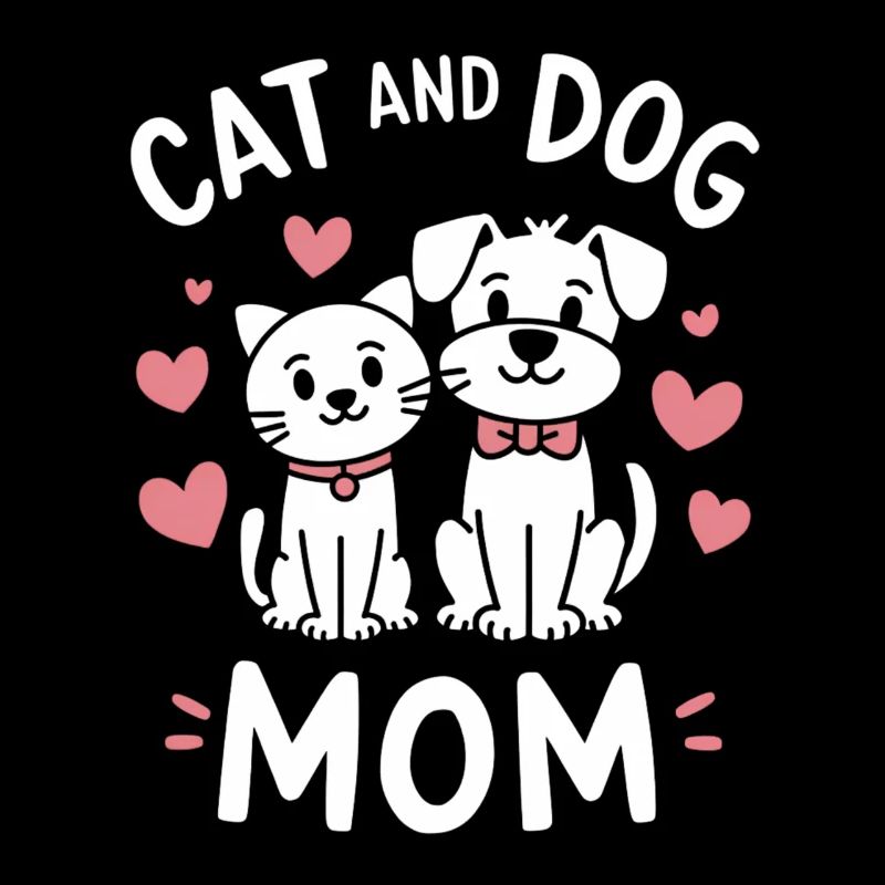 Fière maman chat et chien