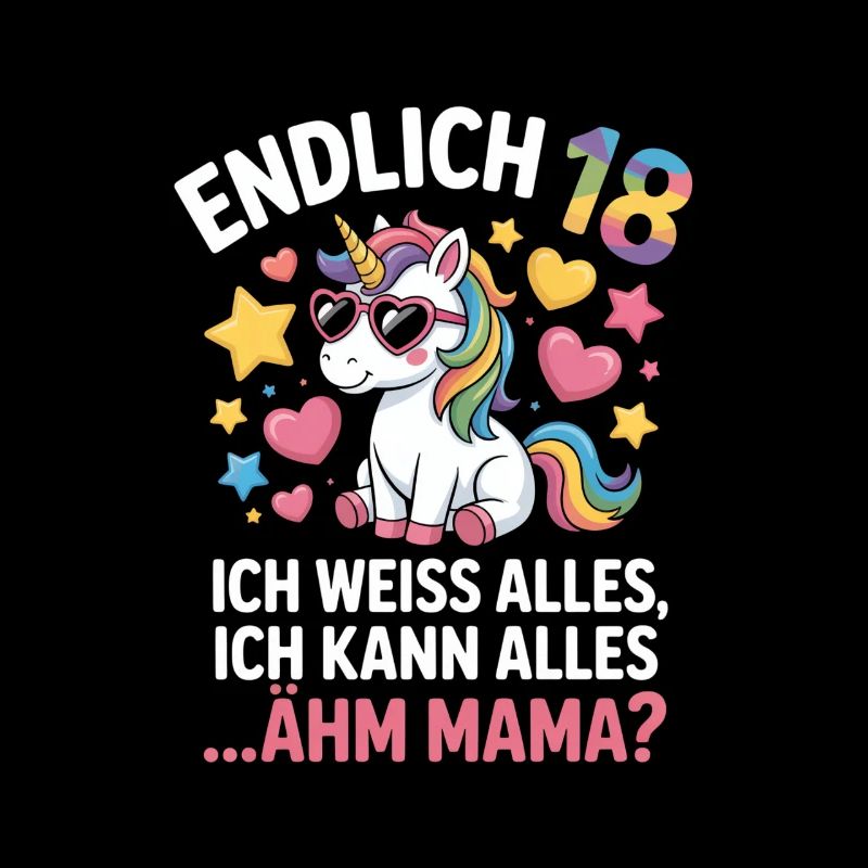 Endlich 18 Einhorn Spruch